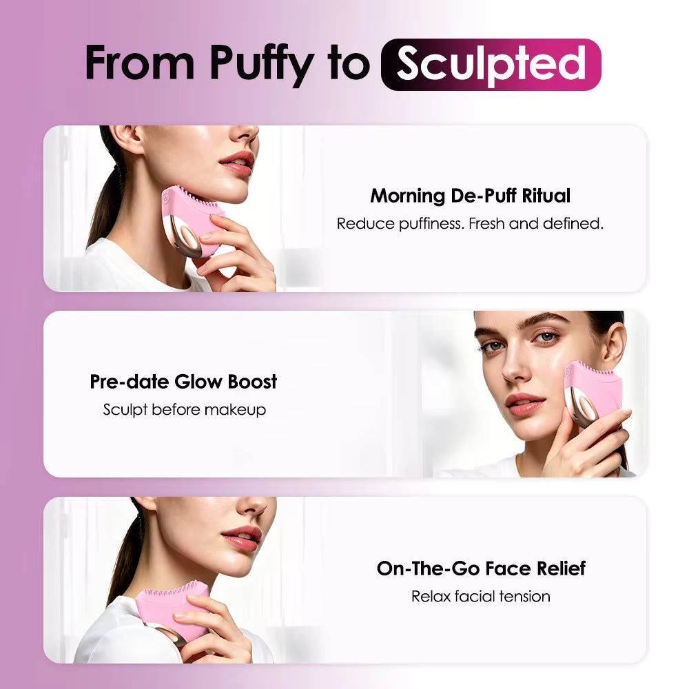 Vibrating Face Massager Lymphatic Contour Facial Brush for Jawline & Chin Sculpting