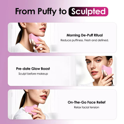 Vibrating Face Massager Lymphatic Contour Facial Brush for Jawline & Chin Sculpting
