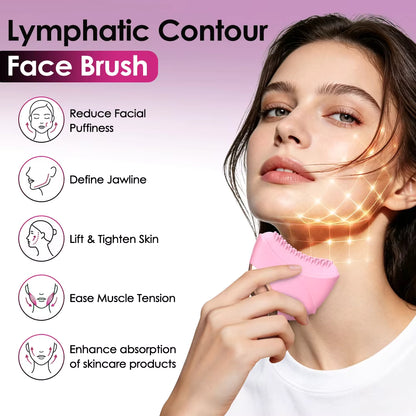 Vibrating Face Massager Lymphatic Contour Facial Brush for Jawline & Chin Sculpting