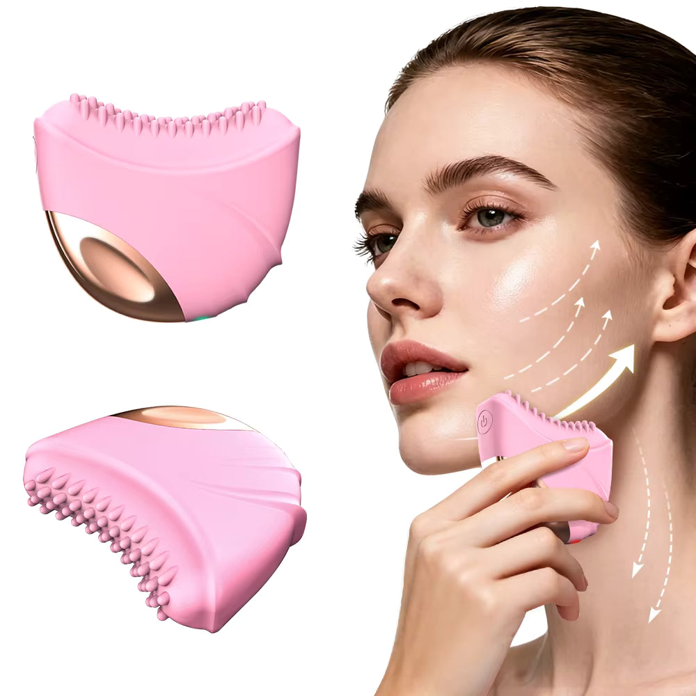 Vibrating Face Massager Lymphatic Contour Facial Brush for Jawline & Chin Sculpting