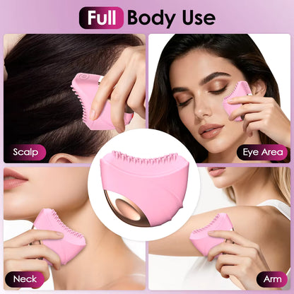 Vibrating Face Massager Lymphatic Contour Facial Brush for Jawline & Chin Sculpting